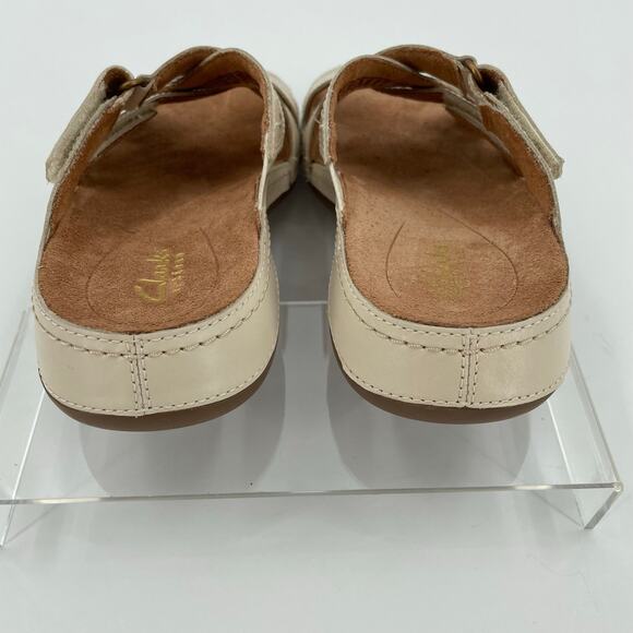 Clarks Women’s Cecily Slide Strappy Sandals Cream Leather, Sz. 6M Adjustable - Picture 4 of 14